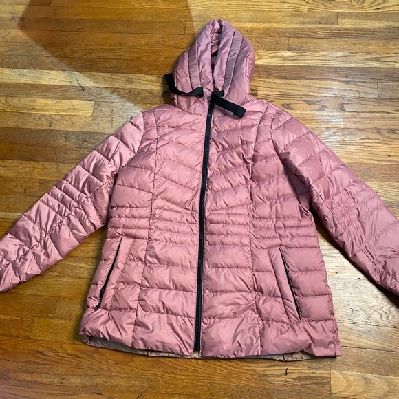 Nuage Long Puffer Jacket – Women’s XL – Rose Pink Hooded Coat - Picture 4 of 11